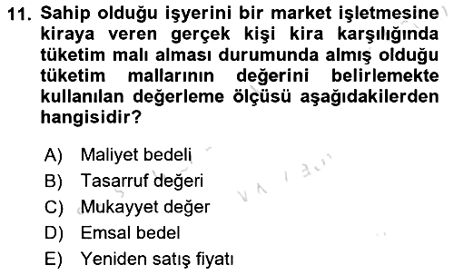 Özel Vergi Hukuku 1 2024-2025 Yaz Okulu Sınavı - 11. soru