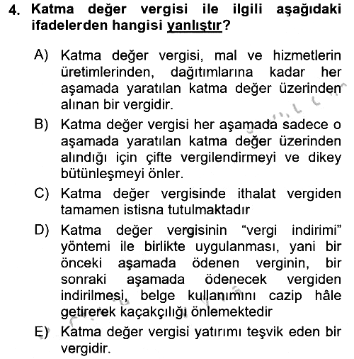 Özel Vergi Hukuku 2 2016-2017 3 Ders Sınavı - 4. soru