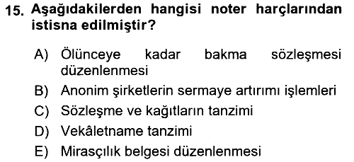 Özel Vergi Hukuku 2 2016-2017 3 Ders Sınavı - 15. soru