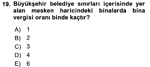 Özel Vergi Hukuku 2 2016-2017 3 Ders Sınavı - 19. soru