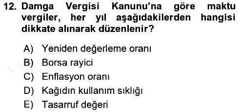 Özel Vergi Hukuku 2 2017-2018 3 Ders Sınavı - 12. soru