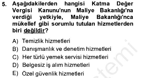 Özel Vergi Hukuku 2 2013-2014 Ara Sınav - 5. soru