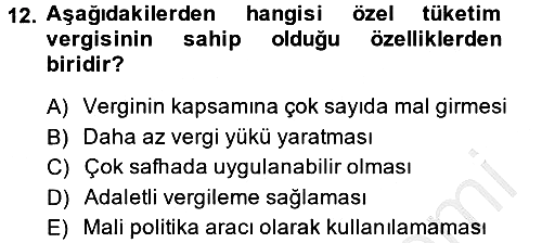 Özel Vergi Hukuku 2 2013-2014 Ara Sınav - 12. soru