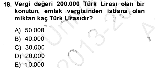 Özel Vergi Hukuku 2 2013-2014 Ara Sınav - 18. soru