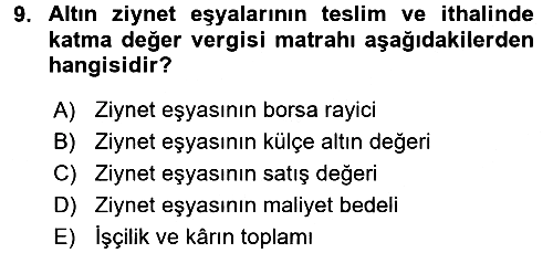 Özel Vergi Hukuku 2 2015-2016 Ara Sınav - 9. soru