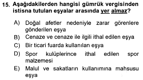 Özel Vergi Hukuku 2 2018-2019 Ara Sınav - 15. soru