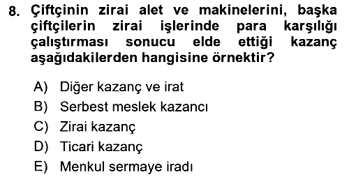 Özel Vergi Hukuku 2 2019-2020 Ara Sınav - 8. soru