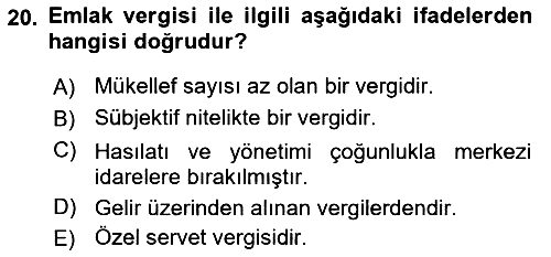 Özel Vergi Hukuku 2 2021-2022 Ara Sınav - 20. soru