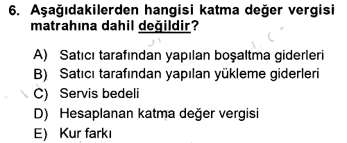 Özel Vergi Hukuku 2 2023-2024 Ara Sınav - 6. soru