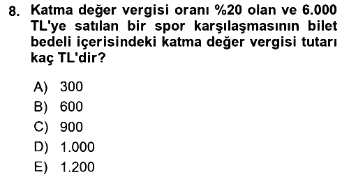 Özel Vergi Hukuku 2 2025-2026 Ara Sınav - 8. soru