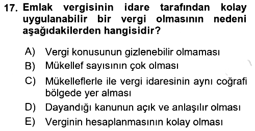 Özel Vergi Hukuku 2 2025-2026 Ara Sınav - 17. soru