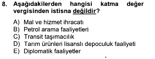 Özel Vergi Hukuku 2 2012-2013 Dönem Sonu Sınavı - 8. soru