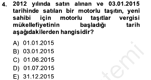 Özel Vergi Hukuku 2 2014-2015 Dönem Sonu Sınavı - 4. soru
