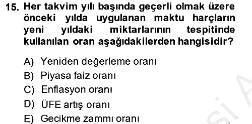 Özel Vergi Hukuku 2 2014-2015 Dönem Sonu Sınavı - 15. soru