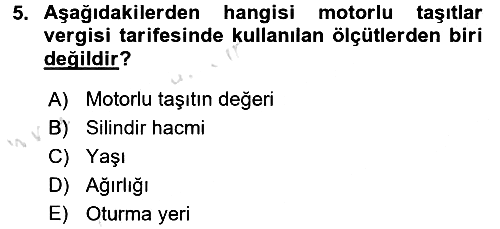 Özel Vergi Hukuku 2 2015-2016 Dönem Sonu Sınavı - 5. soru