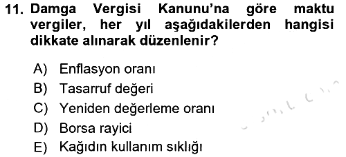 Özel Vergi Hukuku 2 2015-2016 Dönem Sonu Sınavı - 11. soru