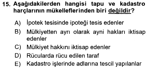 Özel Vergi Hukuku 2 2015-2016 Dönem Sonu Sınavı - 15. soru