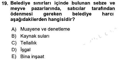 Özel Vergi Hukuku 2 2015-2016 Dönem Sonu Sınavı - 19. soru