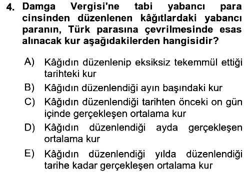 Özel Vergi Hukuku 2 2016-2017 Dönem Sonu Sınavı - 4. soru
