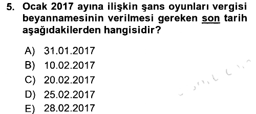 Özel Vergi Hukuku 2 2016-2017 Dönem Sonu Sınavı - 5. soru