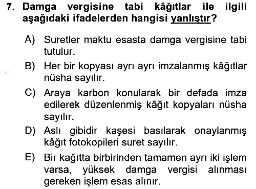 Özel Vergi Hukuku 2 2016-2017 Dönem Sonu Sınavı - 7. soru