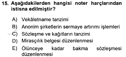Özel Vergi Hukuku 2 2016-2017 Dönem Sonu Sınavı - 15. soru