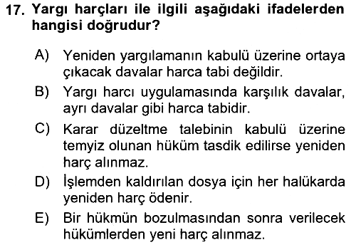 Özel Vergi Hukuku 2 2016-2017 Dönem Sonu Sınavı - 17. soru