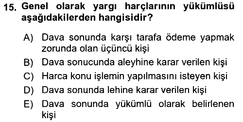 Özel Vergi Hukuku 2 2017-2018 Dönem Sonu Sınavı - 15. soru