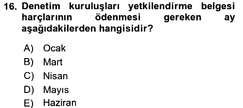 Özel Vergi Hukuku 2 2017-2018 Dönem Sonu Sınavı - 16. soru