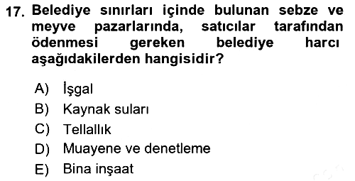Özel Vergi Hukuku 2 2018-2019 Dönem Sonu Sınavı - 17. soru