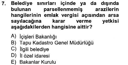 Özel Vergi Hukuku 2 2013-2014 Tek Ders Sınavı - 7. soru