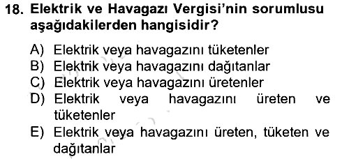 Özel Vergi Hukuku 2 2013-2014 Tek Ders Sınavı - 18. soru