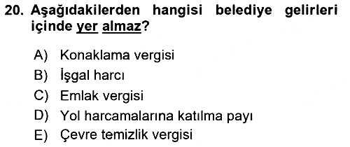 Özel Vergi Hukuku 2 2024-2025 Yaz Okulu Sınavı - 20. soru