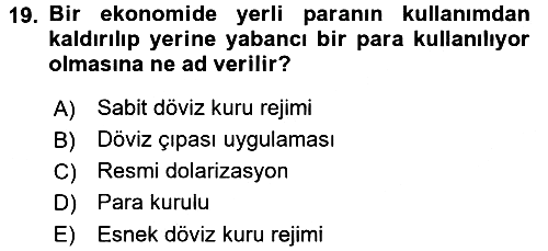 Para ve Banka 2016-2017 3 Ders Sınavı - 19. soru