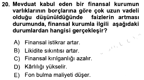 Para ve Banka 2018-2019 3 Ders Sınavı - 20. soru