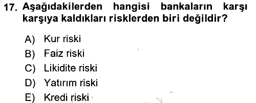 Para ve Banka 2017-2018 Ara Sınav - 17. soru