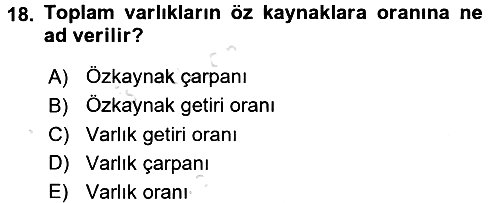 Para ve Banka 2017-2018 Ara Sınav - 18. soru
