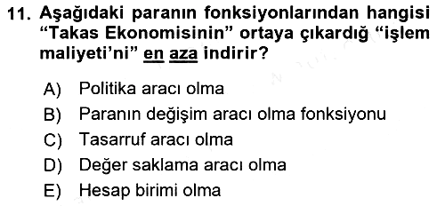 Para ve Banka 2018-2019 Ara Sınav - 11. soru