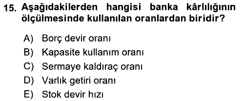 Para ve Banka 2024-2025 Ara Sınav - 15. soru