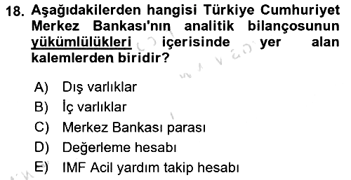 Para ve Banka 2024-2025 Ara Sınav - 18. soru