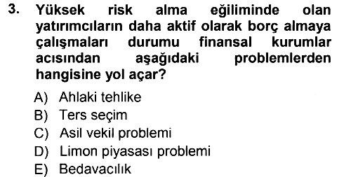 Para ve Banka 2012-2013 Dönem Sonu Sınavı - 3. soru