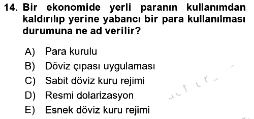 Para ve Banka 2019-2020 Dönem Sonu Sınavı - 14. soru