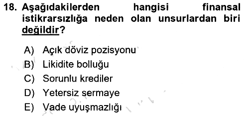 Para ve Banka 2019-2020 Dönem Sonu Sınavı - 18. soru