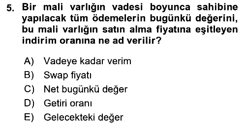 Para ve Banka 2022-2023 Dönem Sonu Sınavı - 5. soru