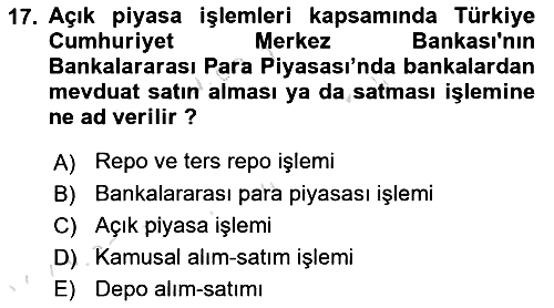 Para ve Banka 2022-2023 Dönem Sonu Sınavı - 17. soru