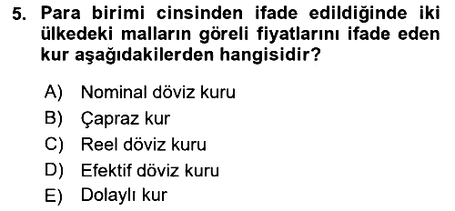 Para ve Banka 2023-2024 Dönem Sonu Sınavı - 5. soru