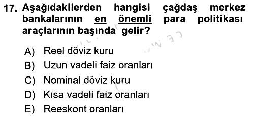 Para ve Banka 2023-2024 Dönem Sonu Sınavı - 17. soru