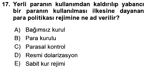 Para ve Banka 2025-2026 Dönem Sonu Sınavı - 17. soru