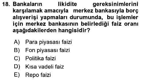 Para ve Banka 2025-2026 Dönem Sonu Sınavı - 18. soru