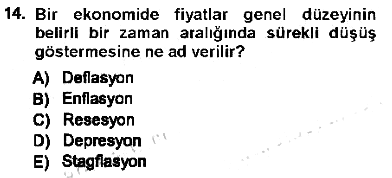 Para ve Banka 2012-2013 Tek Ders Sınavı - 14. soru